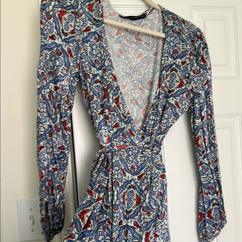 Zara Floral Print V-Neck Dress